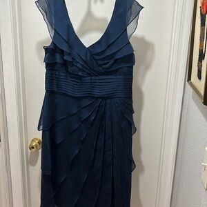 Adrianna Papell Midnight Blue Layered Midi Dress